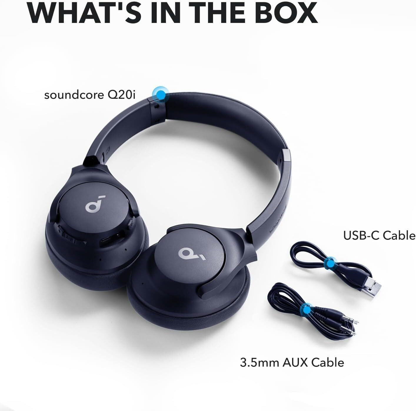 High-Quality Soundcore by Anker Q20i Hybrid Active Noise Cancelling Foldable Headphones – 40H Battery Life, App Control & Hi-Res Audio - Domestic Delivery Only