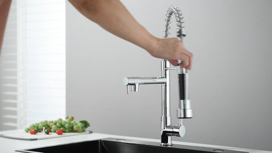 Modern Monobloc Pull Out Kitchen Mixer Tap Dual Spout Spray Single Lever Chrome