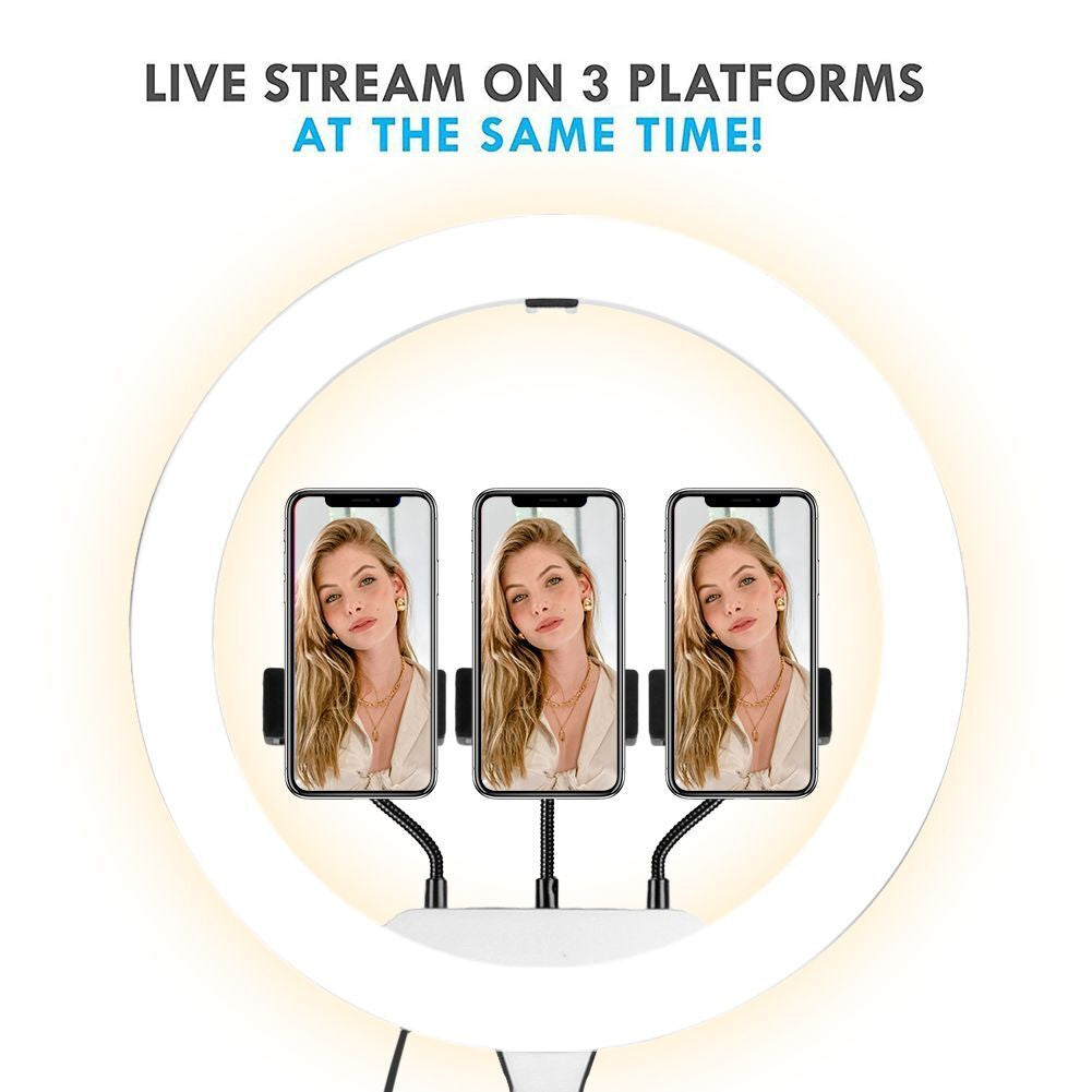 12" to 14" LED Selfie Ring Light with Tripod Stand & Phone Holder for Makeup Live