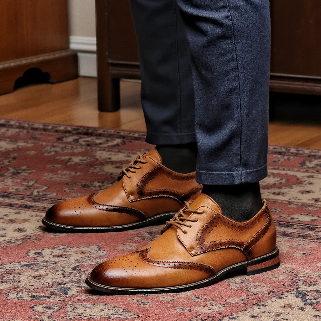 Men’s Classic Brogue Leather Dress Shoes – Formal Wedding & Social Footwear (Size 7–13)