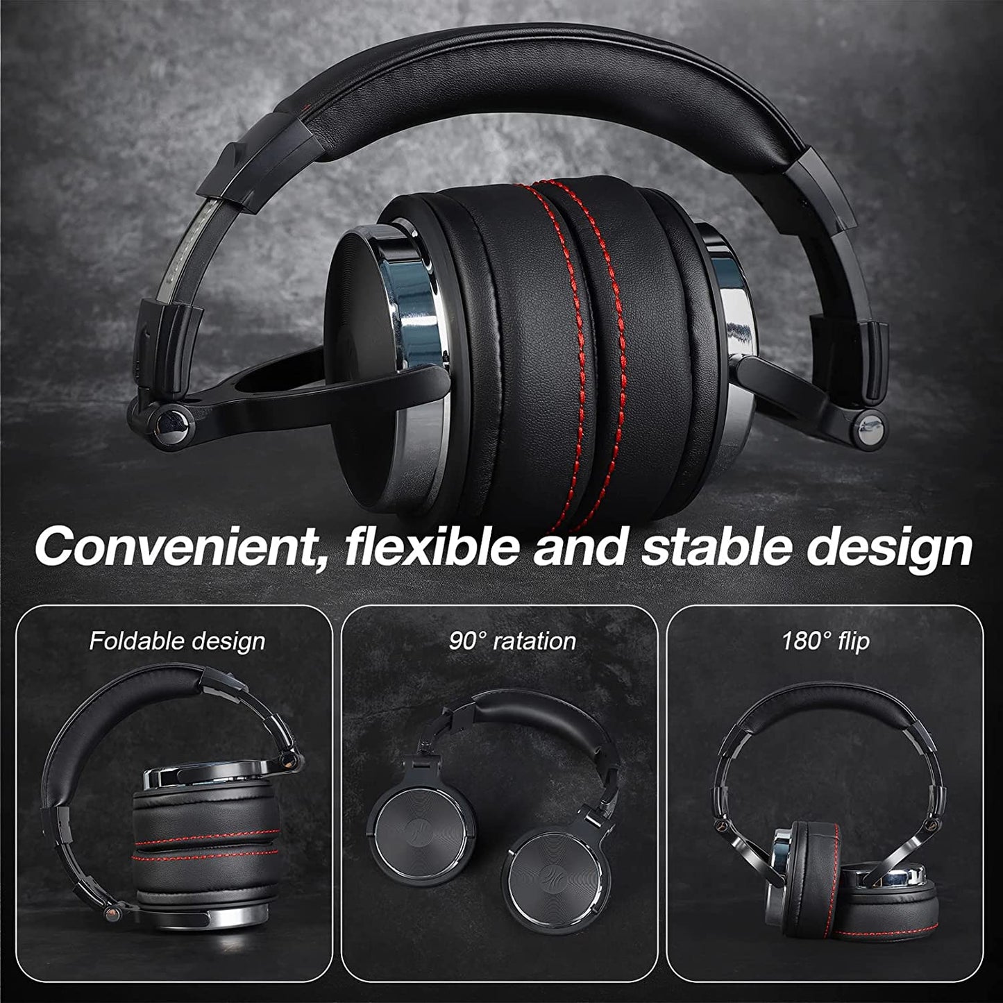 Pro50 Hi-Res over Ear Headphones Wired Closed-Back DJ Studio Headphones for Monitoring and Mixing, Soft Protein Leather Earcups, Noise Isolation, 90° Rotatable Housing, Portable