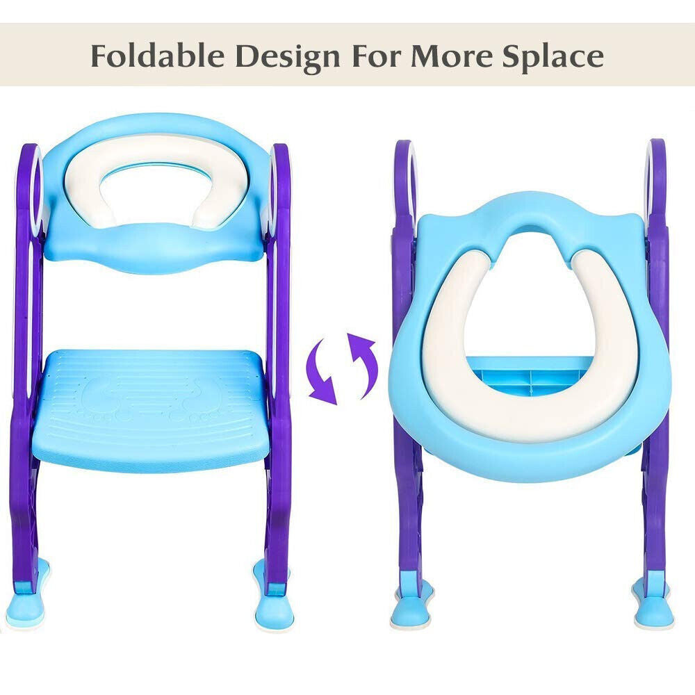 BAMNY Baby Toilet Trainer Adjustable Step Stool Ladder Soft Padded Seat Non-Slip