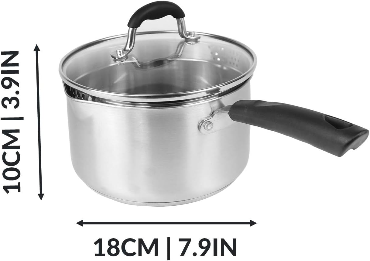 Set of 3 Stainless Steel Saucepans Crockery Dinner Set Boiling Pan Stainless Steel Pans Induction Saucepans Saucepans for Ceramic Hobs | M&W