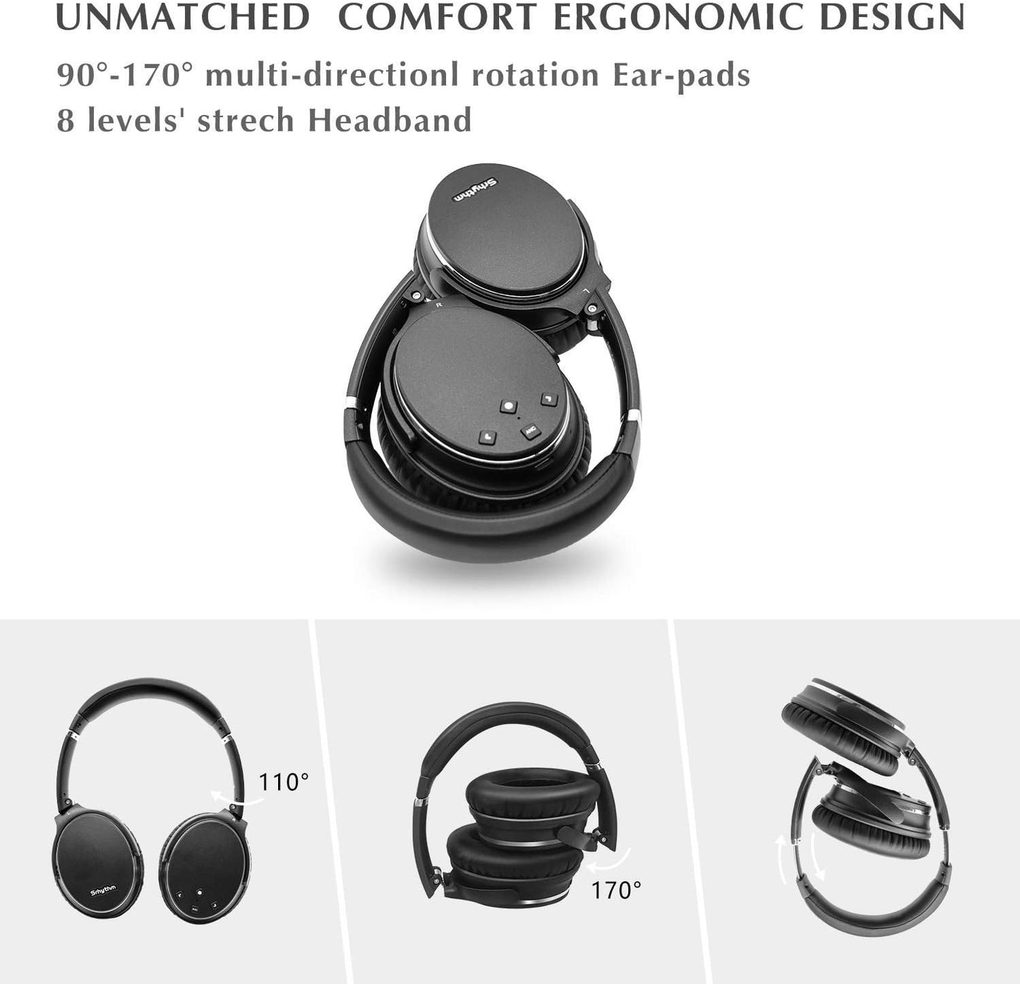 NC35 Noise Cancelling Wireless Headphones Bluetooth 5.0, Foldable over Ear Headset with Build-In Mic,50+ Hrs Playtime,Multi-Point Bluetooth Connection Voice Call