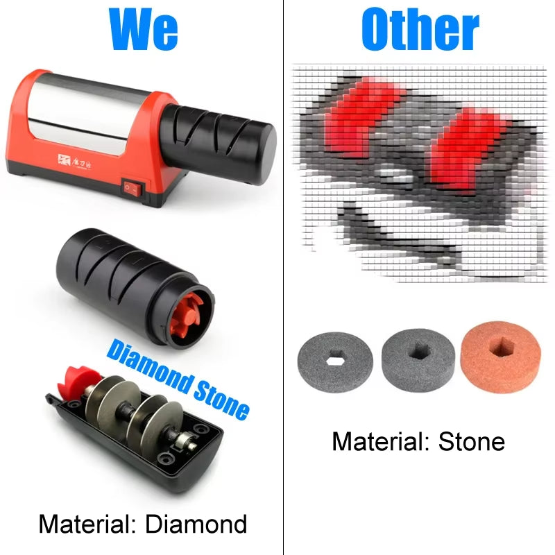 Electric Knife Sharpener Grit 600/1000# Diamond Sharpening Stone Accessories Kitchen Sharpeners Knives Machine EU PLUG