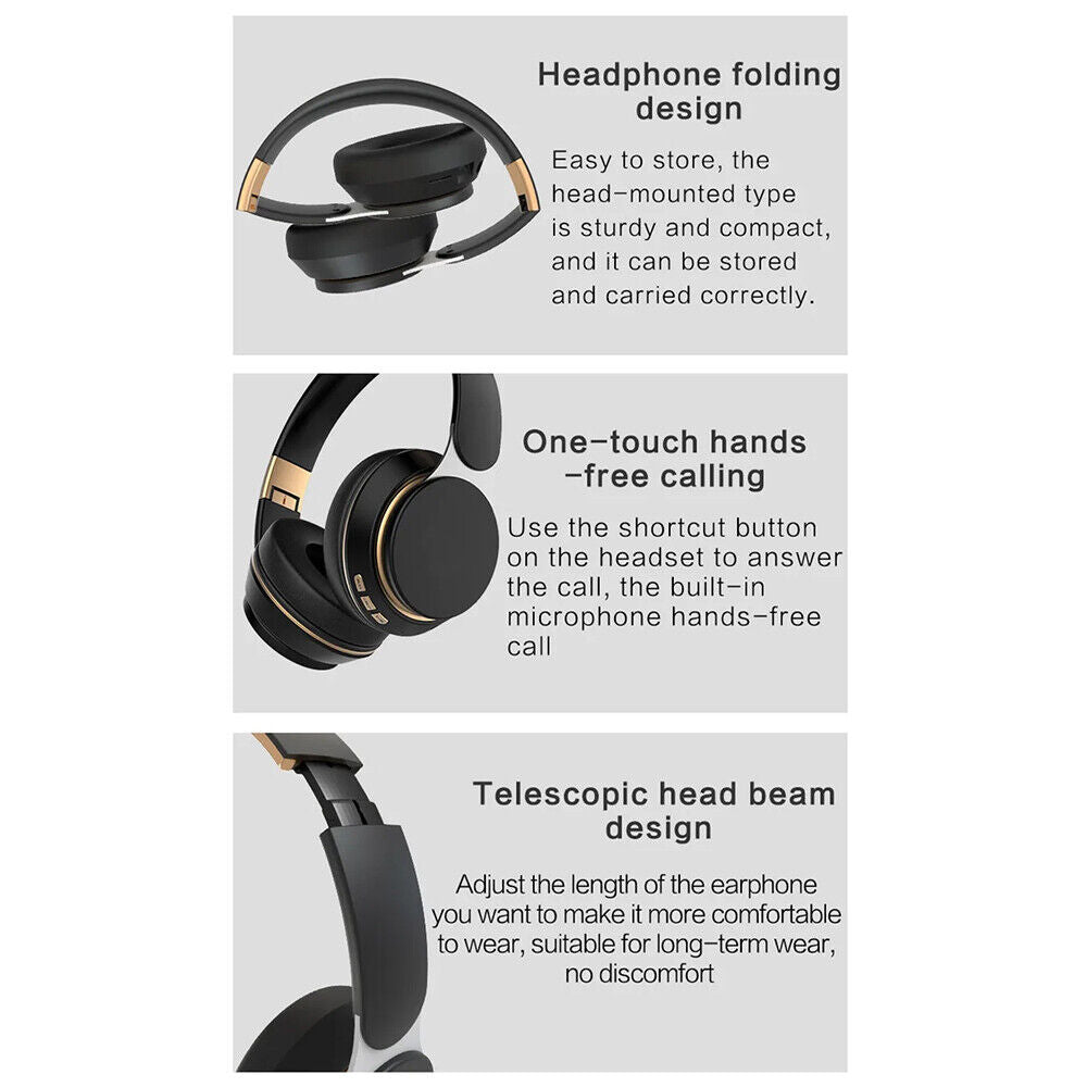 Wireless Bluetooth Headphones with Noise Cancelling Over-Ear Stereo Earphones