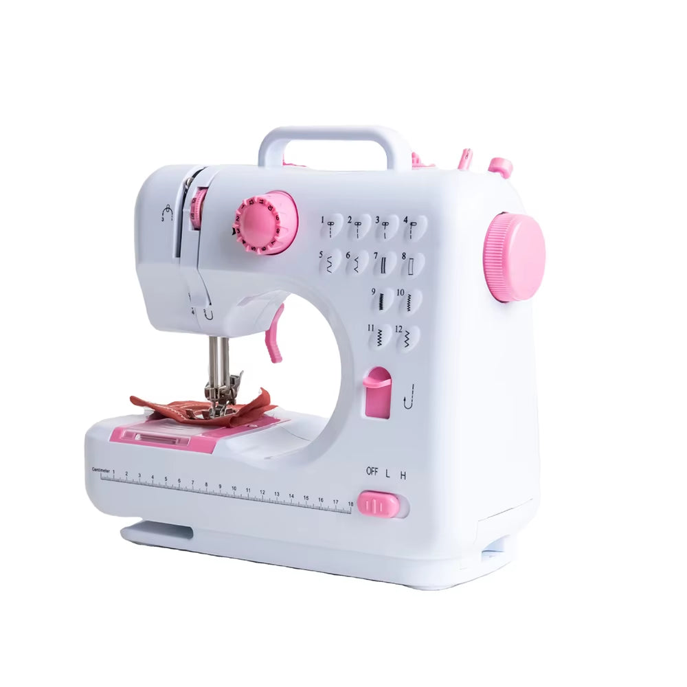 Mini Sewing Machine 505A – Lightweight, 12 Built-in Stitches, Foot Pedal, and Dual Power for Household Crafting & Mending