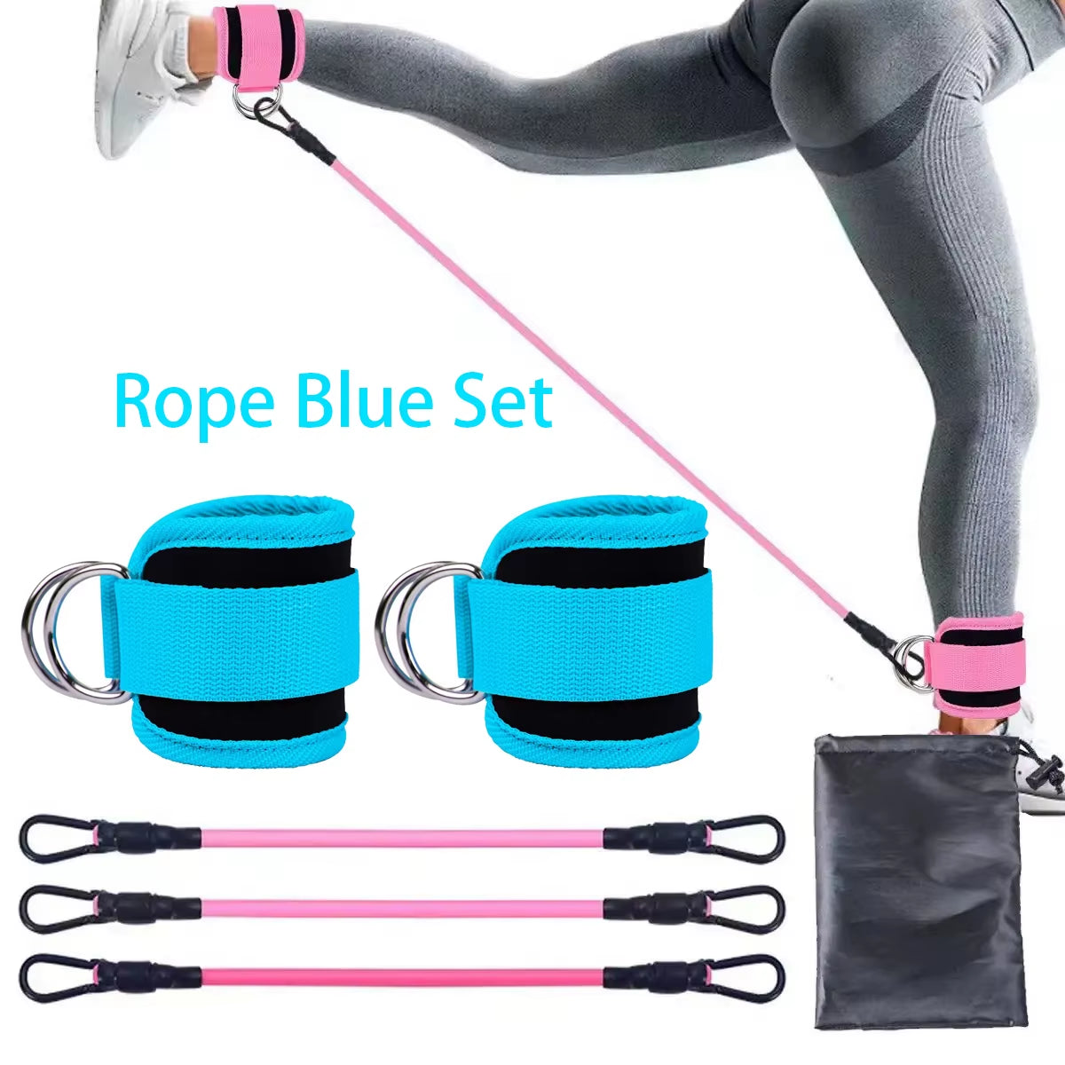 Ankle Strap Resistance Bands – Elastic Fitness Training Equipment for Yoga, Pilates, CrossFit, and Gym Workouts