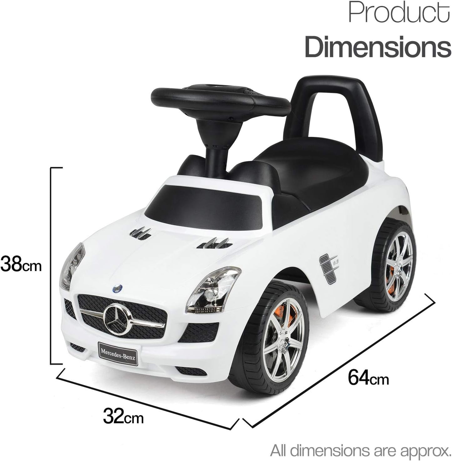 Kids Ride on Mercedes Benz Car with Sound Effects Licensed for 2+ Years Old (White Car)