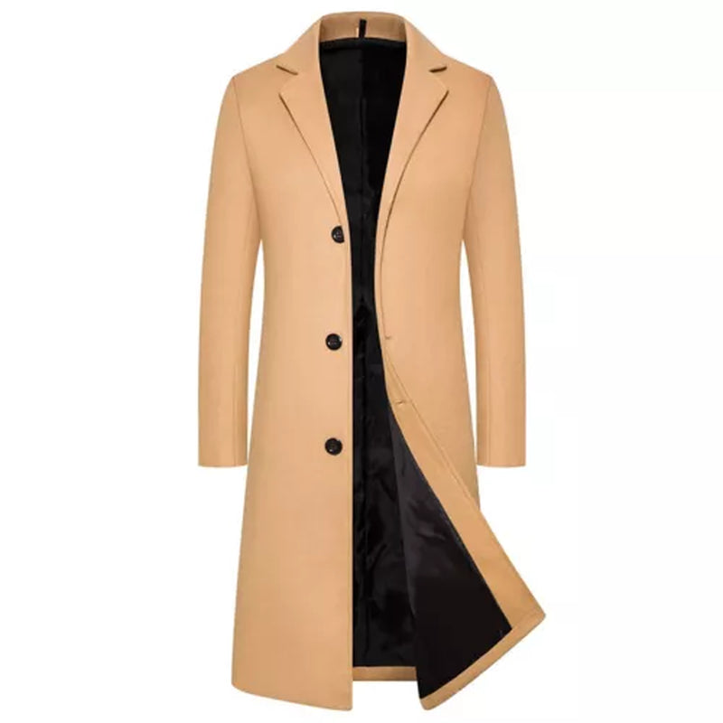 Men’s Winter Formal Trench Coat – Warm Long Overcoat for Smart Work or Daily Wear