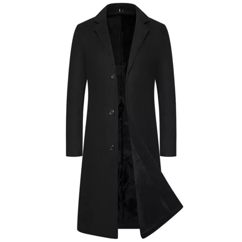 Men’s Winter Formal Trench Coat – Warm Long Overcoat for Smart Work or Daily Wear