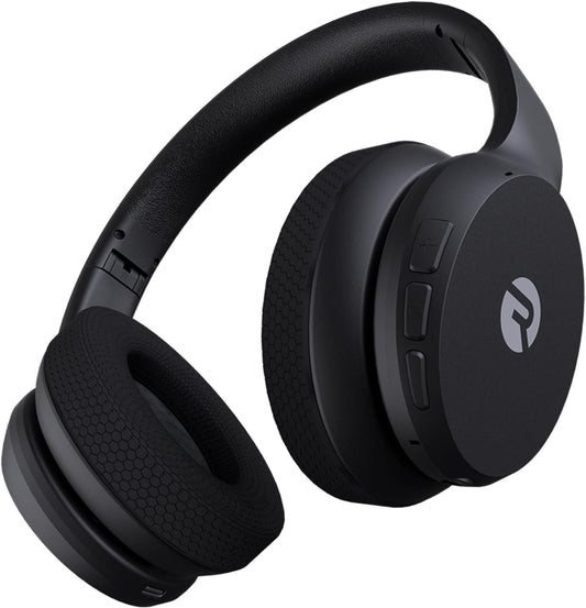 Fitness Headphones - Wireless Over-Ear-Headphones with 38 Hours of Battery, Active Noise Cancellation, Voice Command, Interchangeable Ear Cushions, IPX4 Water Resistance, (Black)