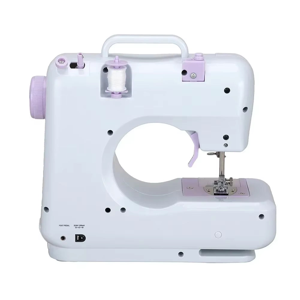Mini Sewing Machine 505A – Lightweight, 12 Built-in Stitches, Foot Pedal, and Dual Power for Household Crafting & Mending