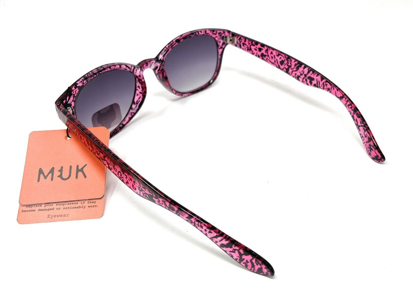 MUK Sunglasses Women'S Fashion Pink Purple Animal Print Frame 100% UVA UVB 7833