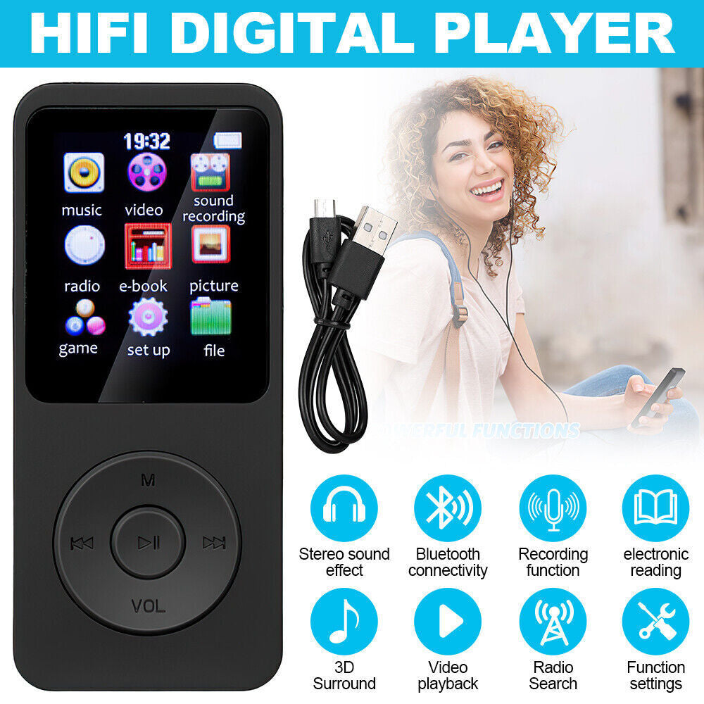 Support 128GB Bluetooth MP4/MP3 Lossless Music Player FM Radio Recorder Sport