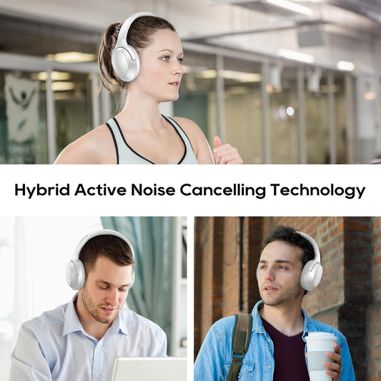 NC45 Active Noise Cancelling Headphones, Wireless Bluetooth Headphones over Ear with Mic Deep Bass, Foldable and Durable,Comfortable Protein Earpads, 40H Playtime for Tv/Pc/Cell Phone