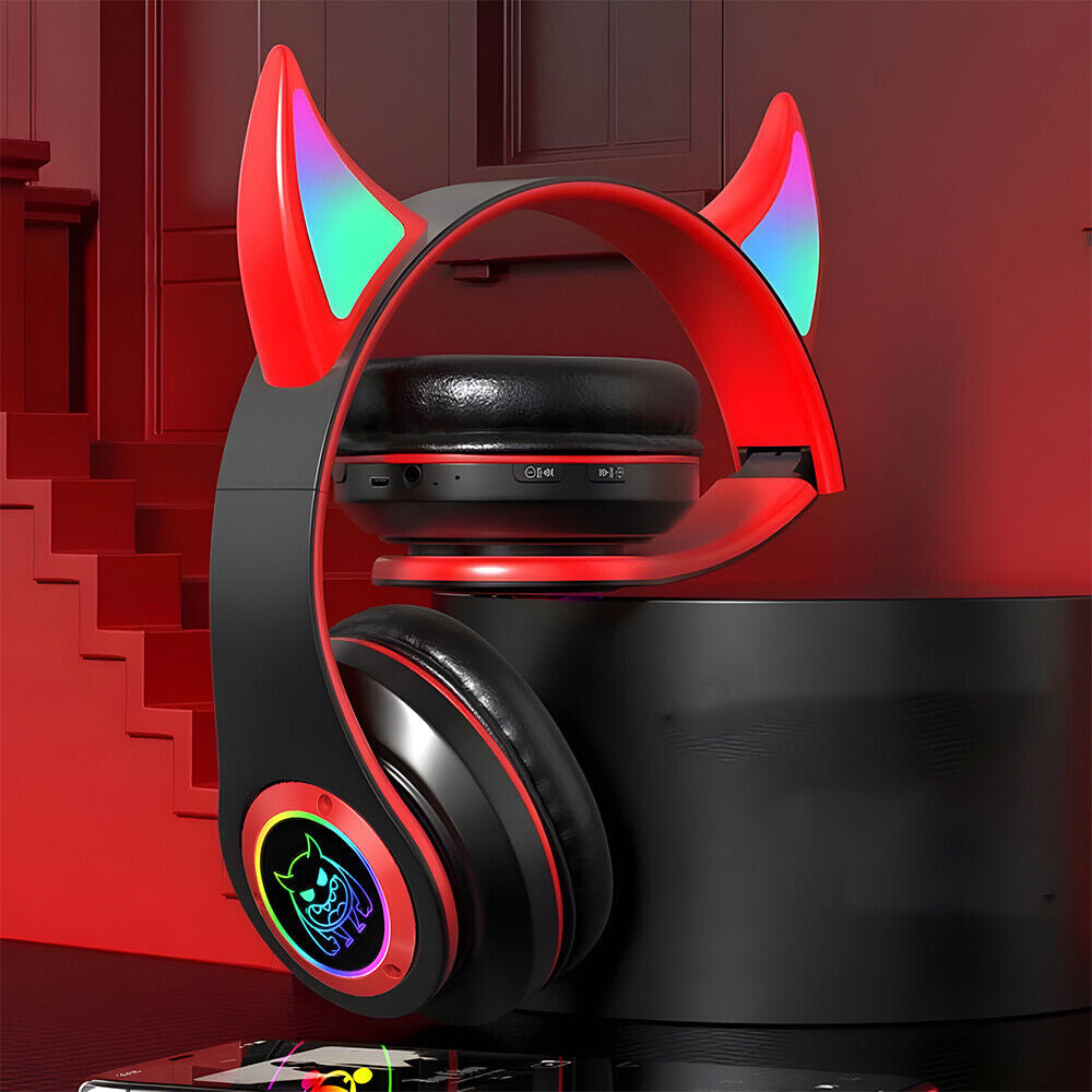 Wireless Bluetooth Headphones with LED Light for Game Sports Music Cool Design
