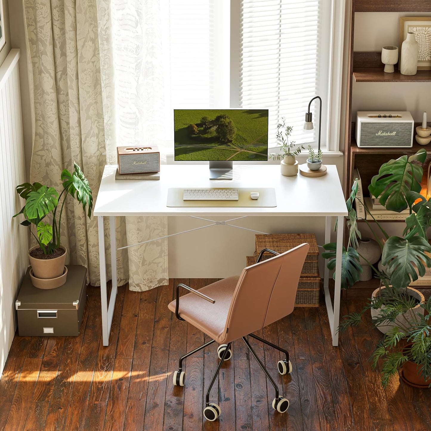 Computer Desk Home Office Desk 80X40 Cm Study Writing Table, Modern Simple Style, White
