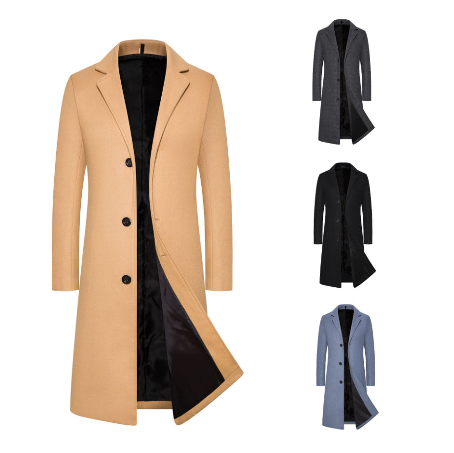 Men’s Winter Formal Trench Coat – Warm Long Overcoat for Smart Work or Daily Wear
