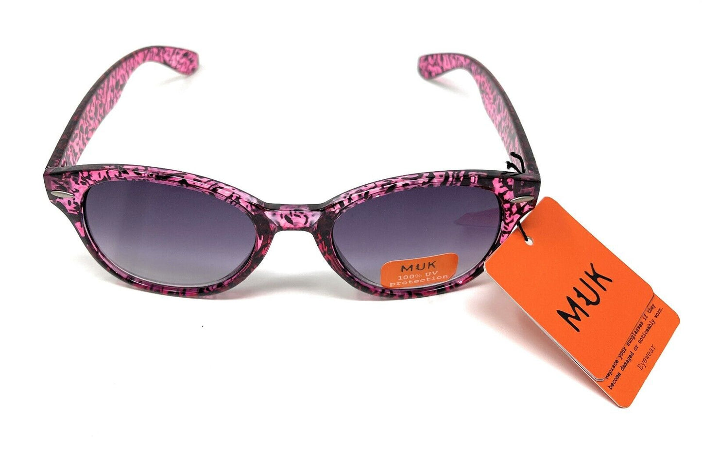 MUK Sunglasses Women'S Fashion Pink Purple Animal Print Frame 100% UVA UVB 7833