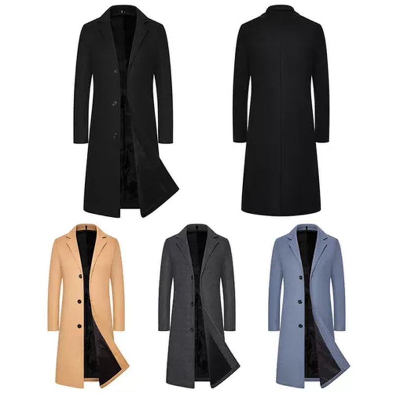 Men’s Winter Formal Trench Coat – Warm Long Overcoat for Smart Work or Daily Wear