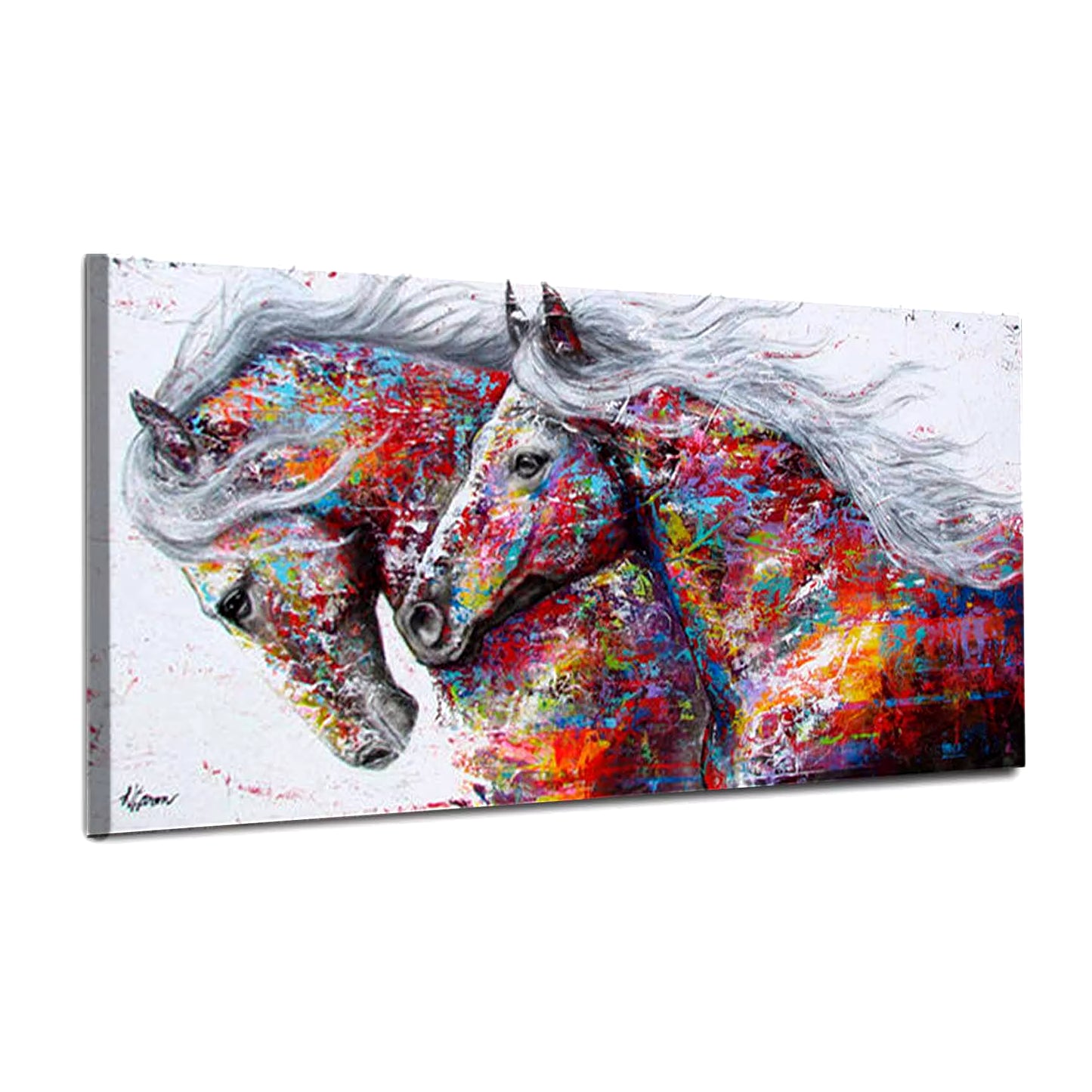 Modern Art Abstract Animal Horse Running Graffiti Art Colorful Wall Poster and Print for Living Room Home Decor Frame