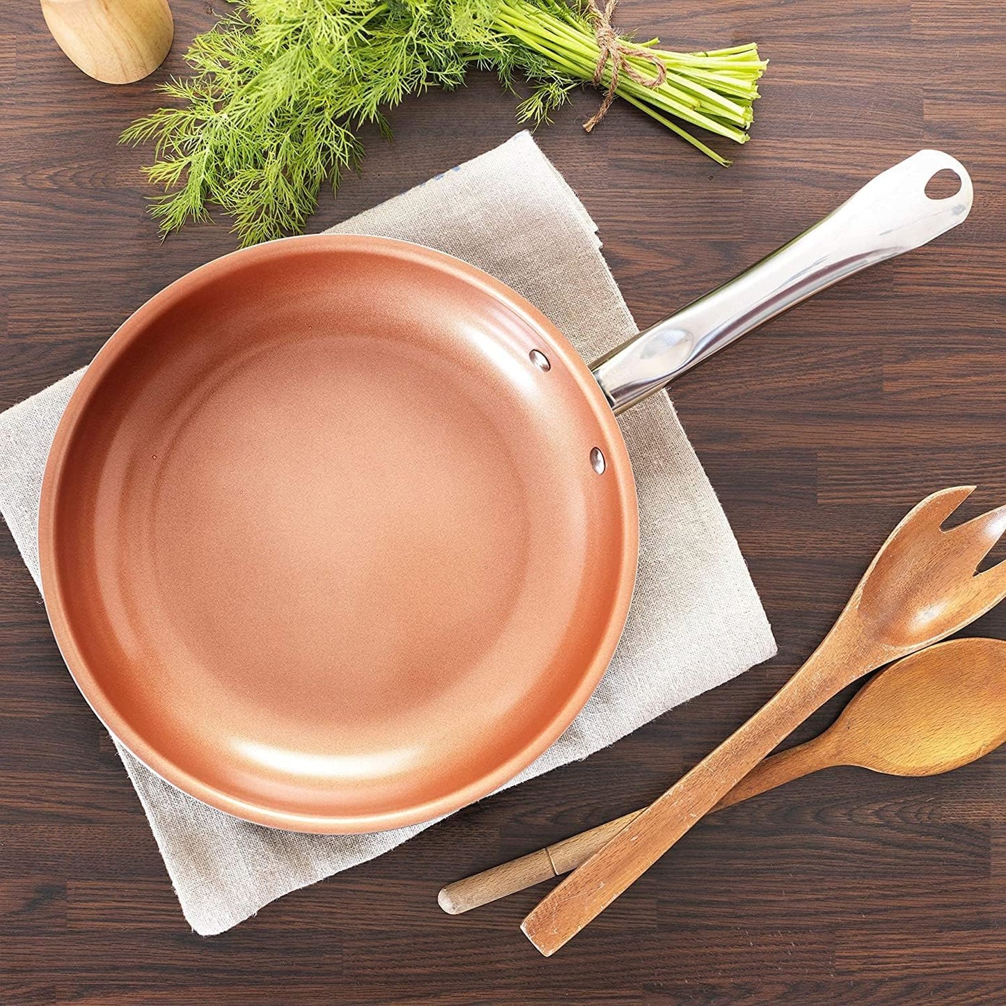 Non-Stick Ceramic Frying Pan 26cm (10") – Copper Granite Induction Pan for Healthy Oil-Free Cooking