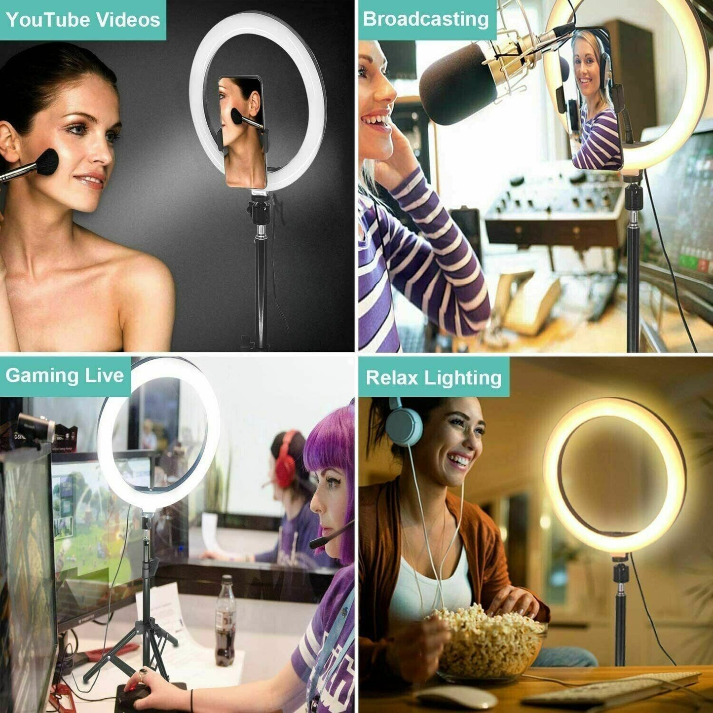 LARGE 12" LED Ring Light with Stand for Youtube Tiktok Makeup Video Phone Selfie