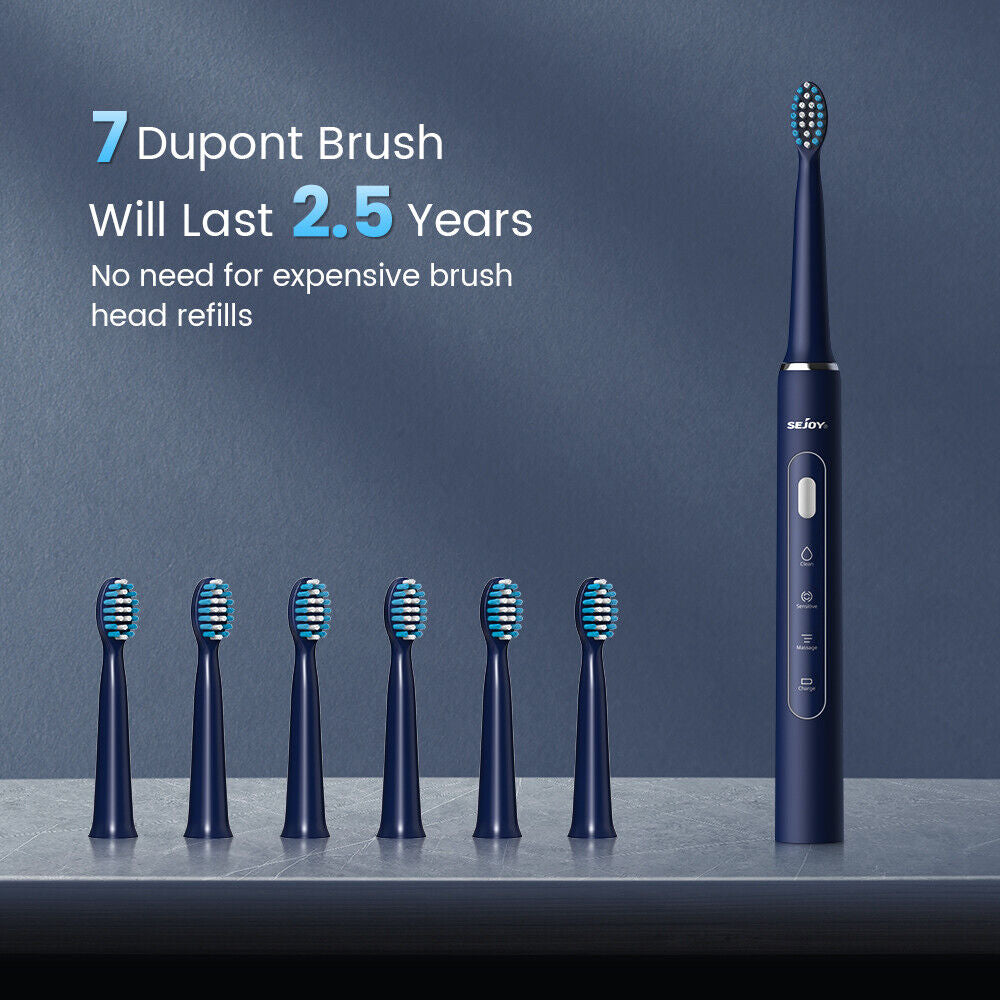 Rechargeable Electric Toothbrush with 3 Brushing Modes, Timer, and 7 Brush Heads – IPX7 Waterproof