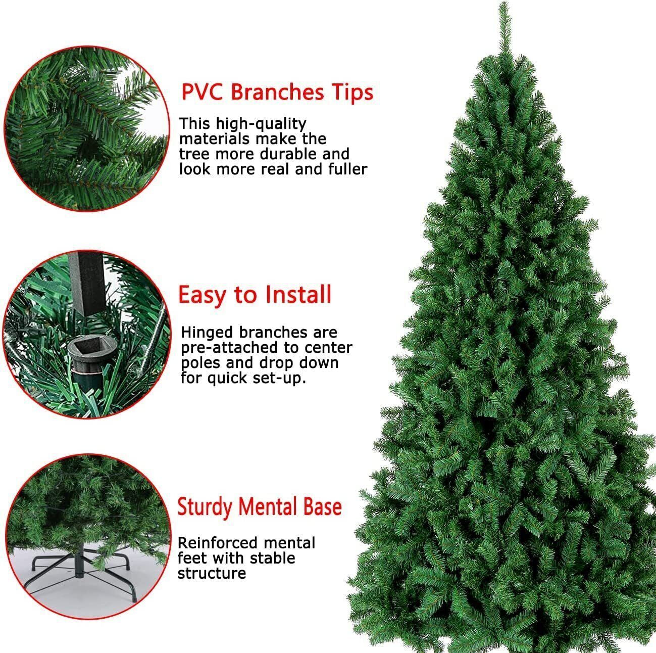 CHRISTMAS TREE with STAND BUSHY ARTIFICIAL TRADITIONAL XMAS TREE 5FT 6FT 7FT NEW