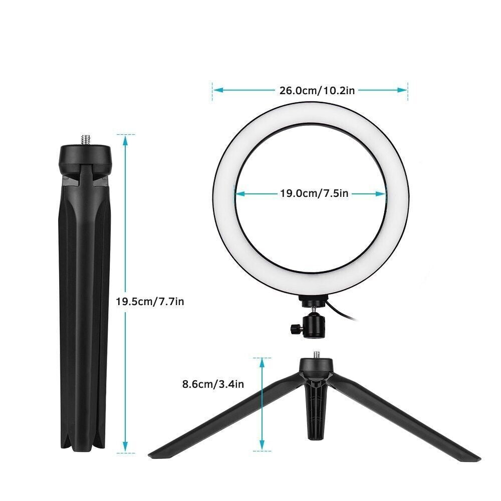10" LED Ring Light with Stand for Youtube Makeup Video Live Phone Selfies