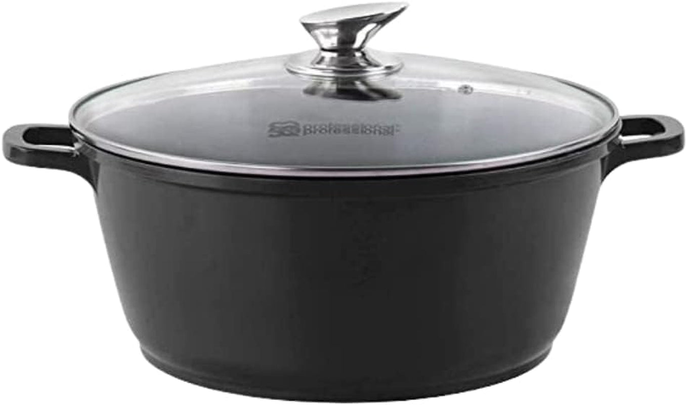 3-Layer Non-Stick Die-Cast Aluminium Stockpot with Tempered Glass Lid and Steam Vent – Induction Ready Casserole Pan, 20cm, Cream
