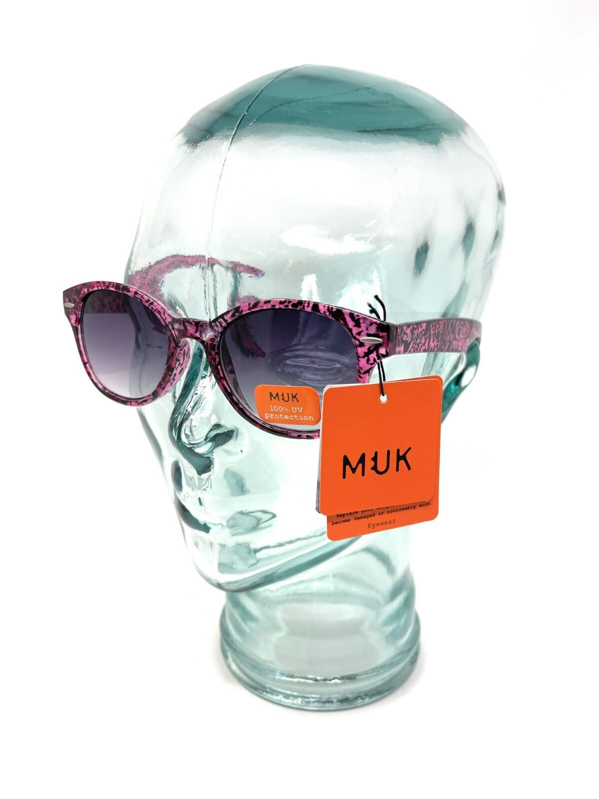 MUK Sunglasses Women'S Fashion Pink Purple Animal Print Frame 100% UVA UVB 7833
