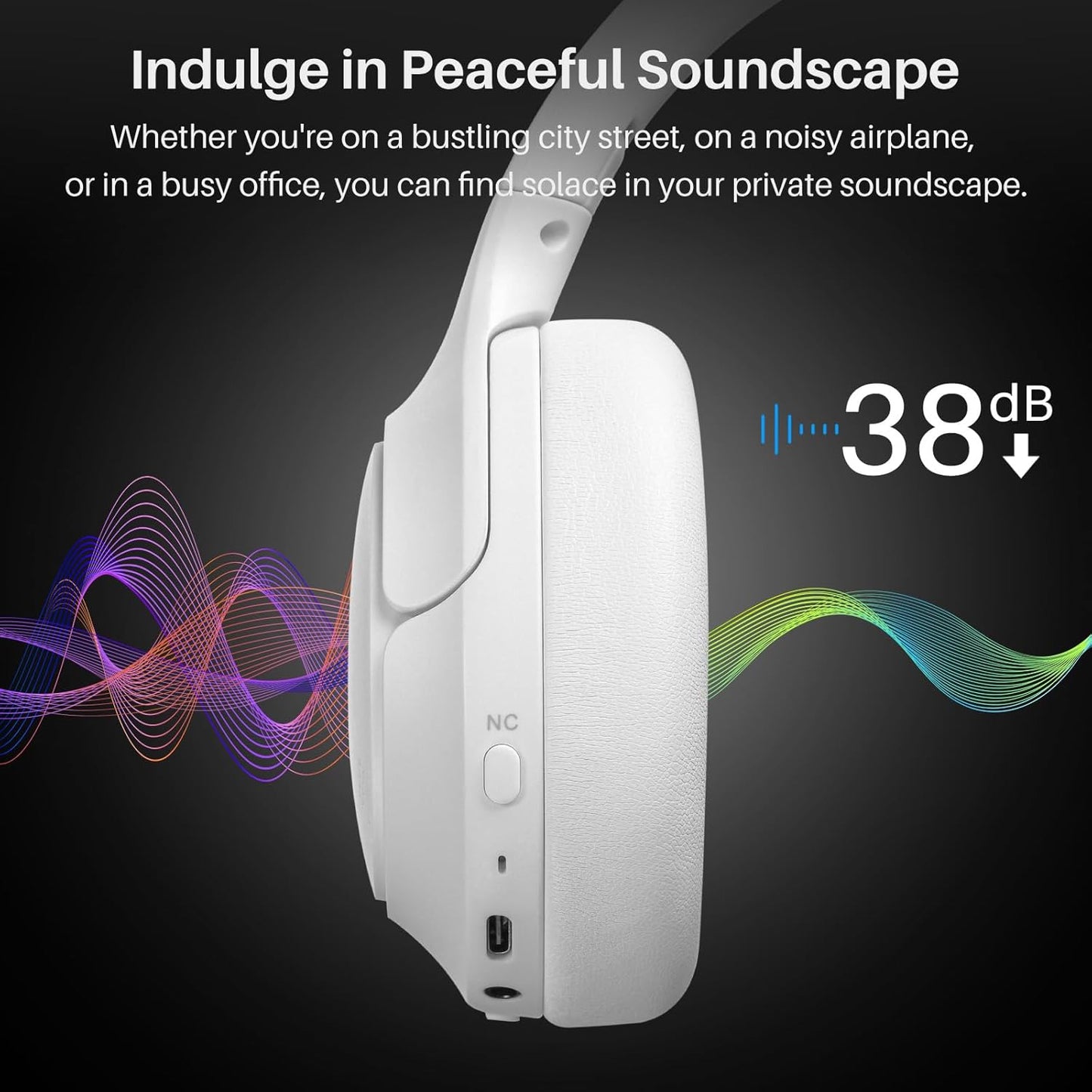 HT2 Hybrid Active Noise Cancelling Wireless Headphones, 60H Playtime Lossless Audio over Ear Bluetooth Headphones, Hi-Res Audio Deep Bass Foldable Lightweight Headset for Workout