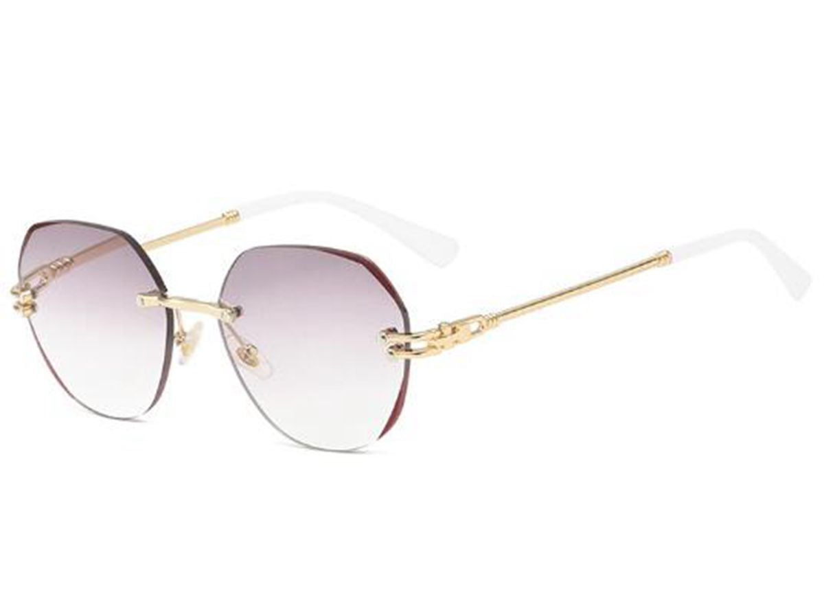 Men Women'S Rimless Polygonal Tinted Gradual Gray Lens Sun Reading Glass +1.0