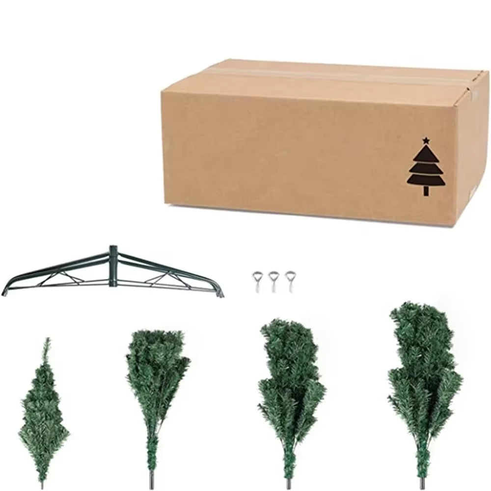 2.1M Christmas Tree with 800 Tips Folding Stable Metal Stand Fast Assemble Flame Retardant PVC Green Artificial Christmas