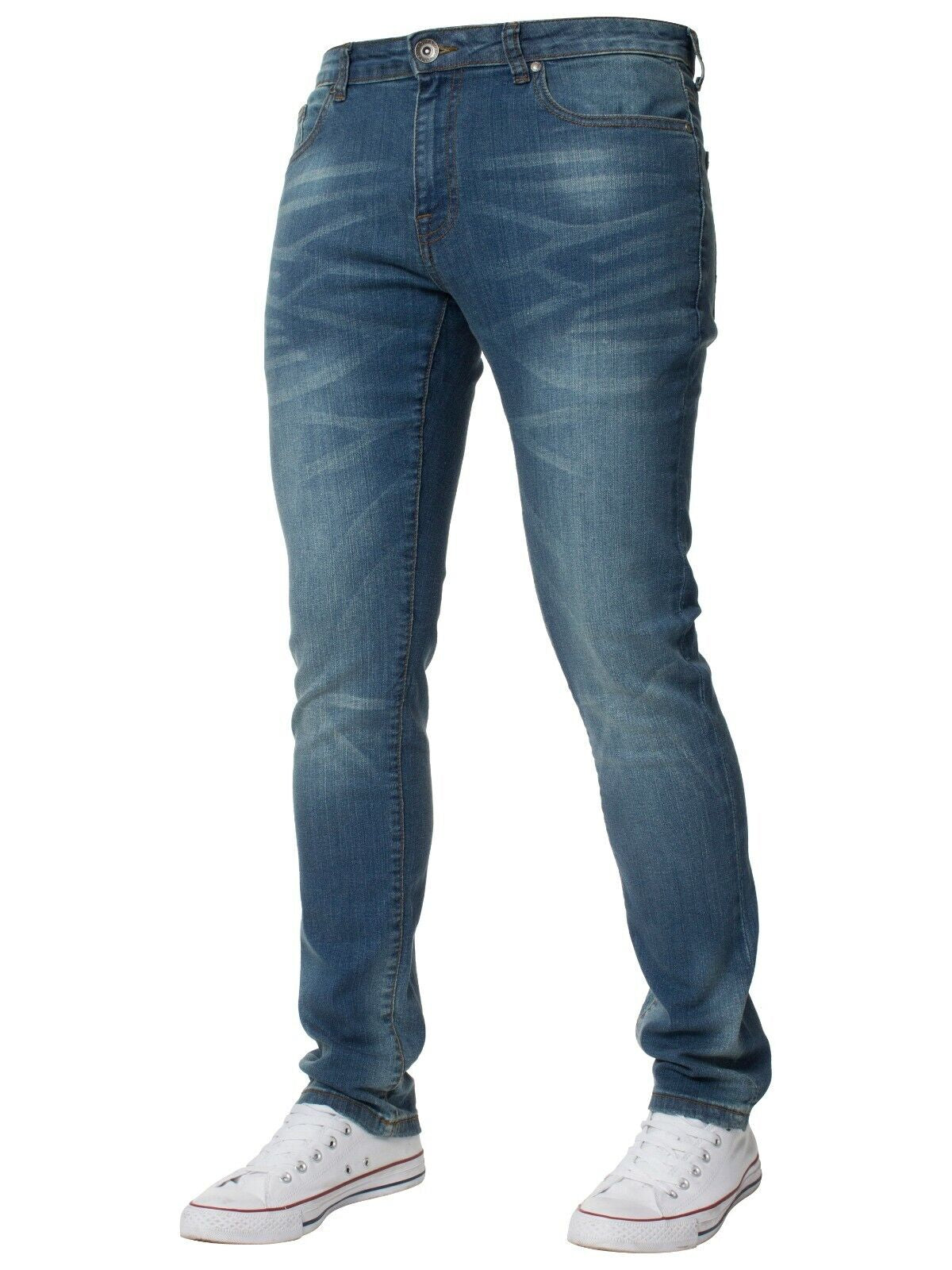 Kruze Mens Jeans Skinny Stretch Slim Fit Flex Denim Trouser Pants UK Waist Sizes