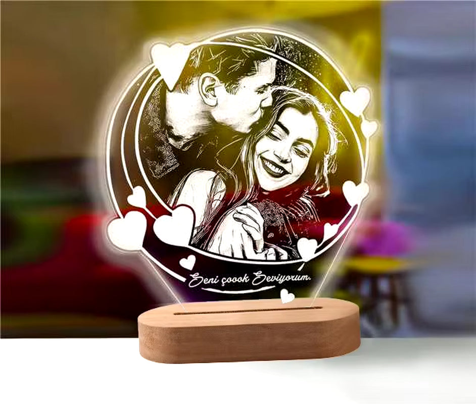 Personalized 3D Photo Lamp – Custom Photo and Text Night Light Gift for Valentine's Day, Wedding, Anniversary, Birthday