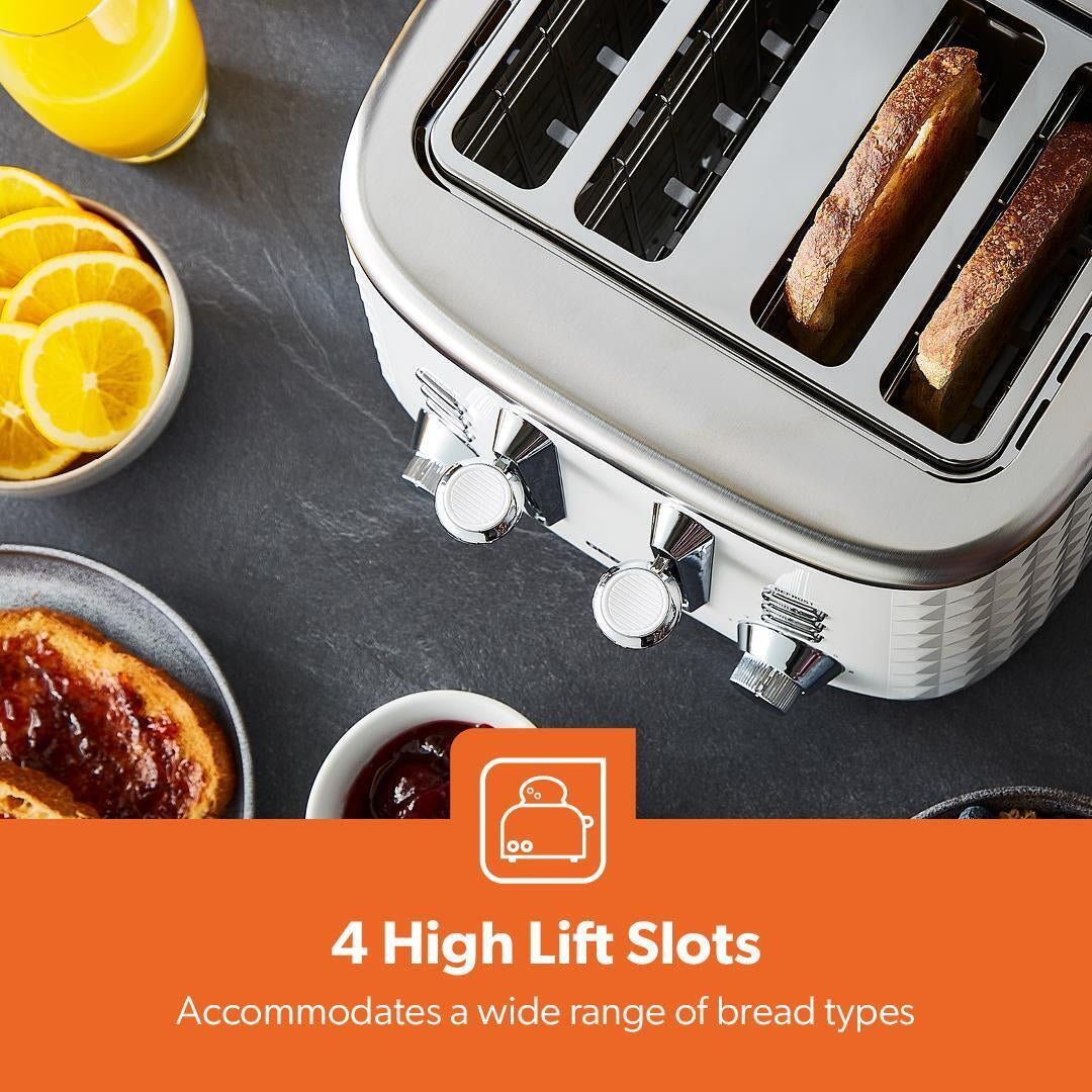 GEEPAS Argyle 4 Slice Bread Toaster & 1.7L Cordless Electric Kettle Combo Set