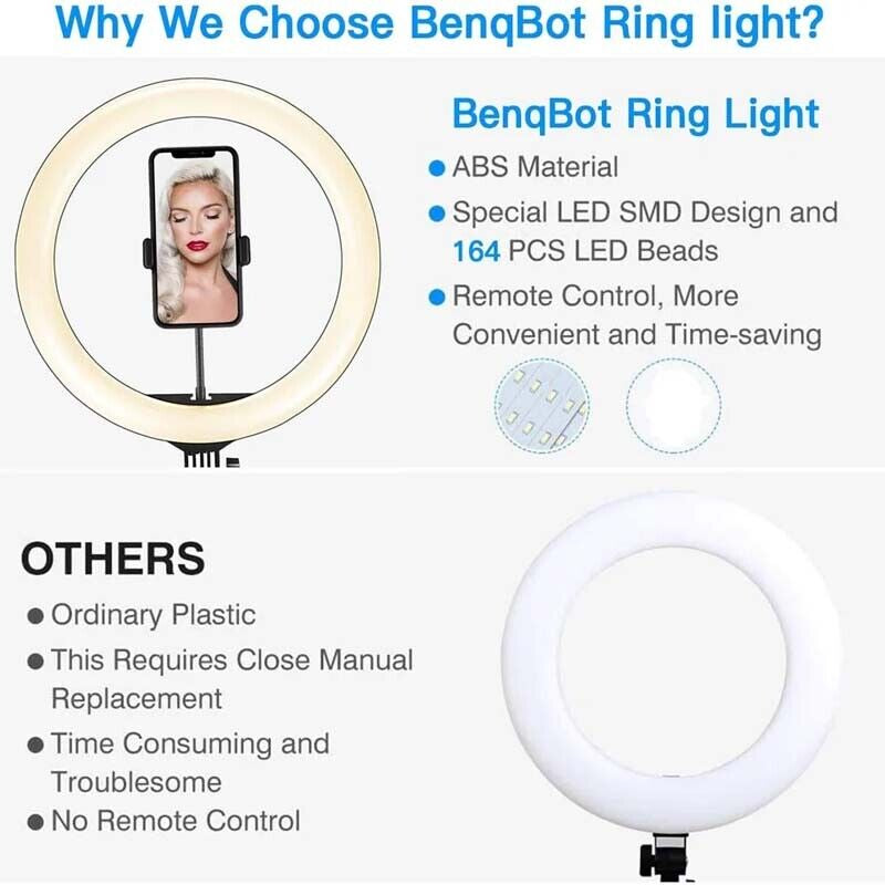 14Inch LED Selfie Live Makeup Ring Light with 1.7Meter Tripod Stand Phone Holder