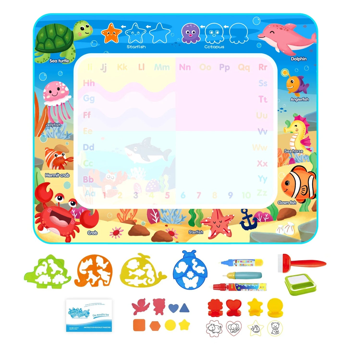 Coolplay Magic Water Drawing Mat Coloring Doodle Mat with Magic Pens Montessori Toys Painting Board Educational Toys for Kids