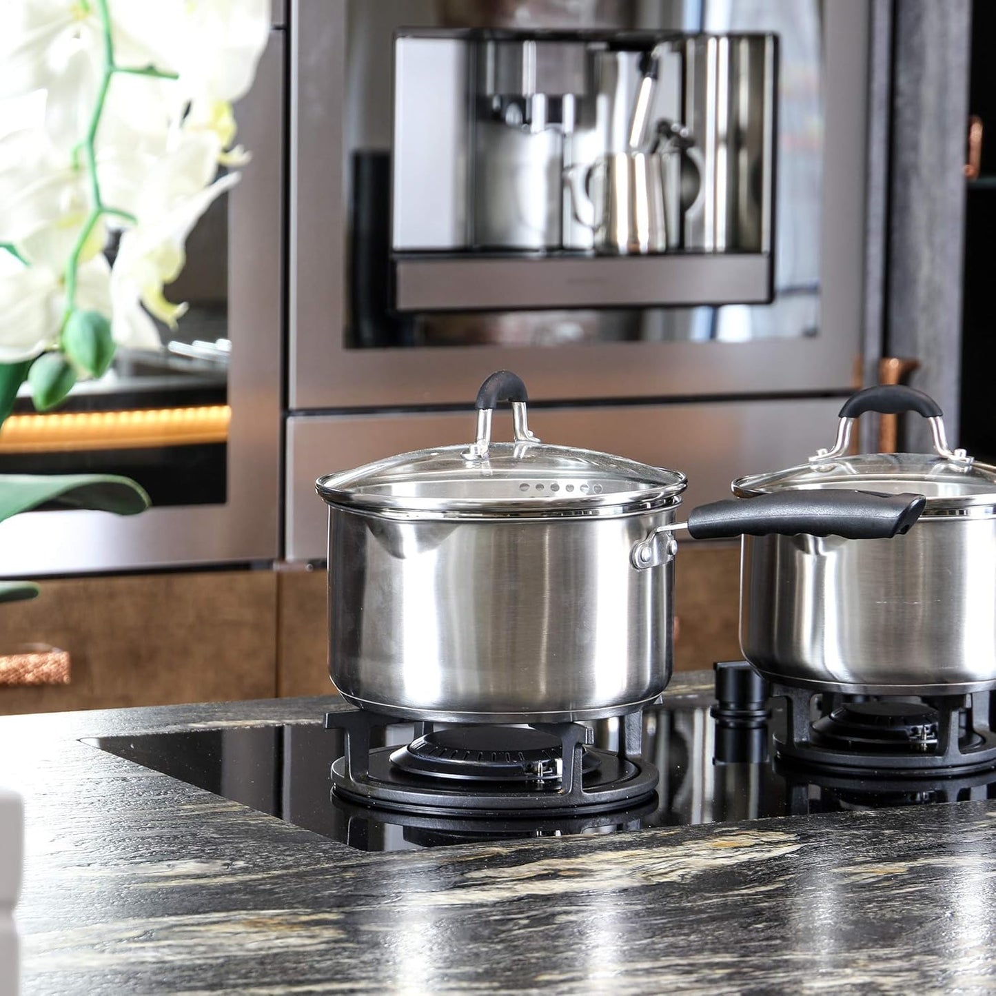 Set of 3 Stainless Steel Saucepans Crockery Dinner Set Boiling Pan Stainless Steel Pans Induction Saucepans Saucepans for Ceramic Hobs | M&W