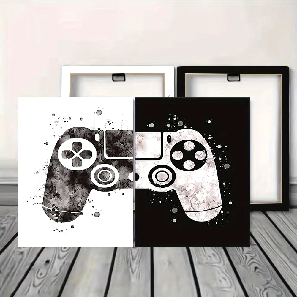 Black and White Video Game Poster Nordic Gamer Enthusiast Framed Canvas Painting Boys Room Wall Art Home Decor