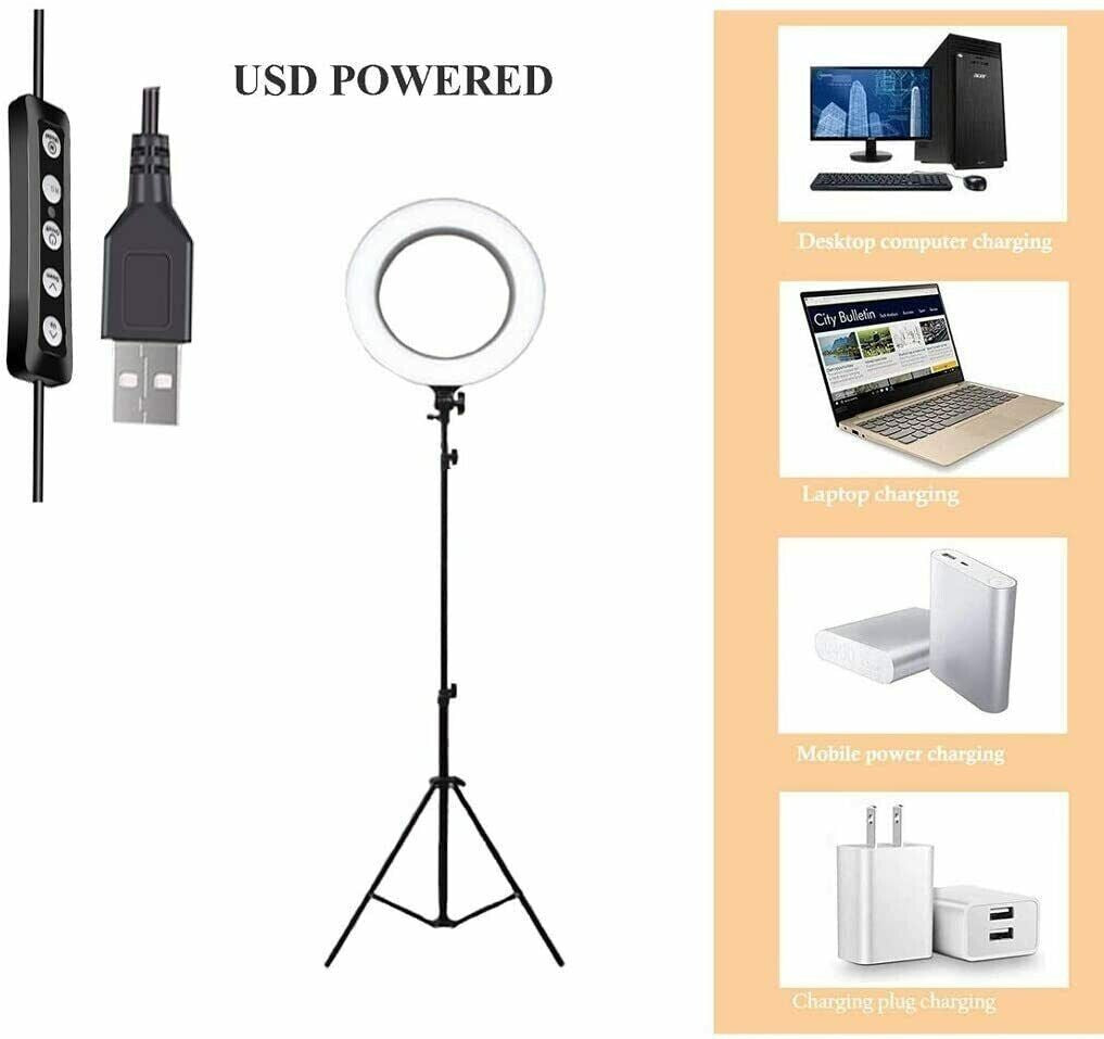 30Cm LED Ring Light 1.6M Tripod Stand Phone Holder Tiktok Youtube Selfie