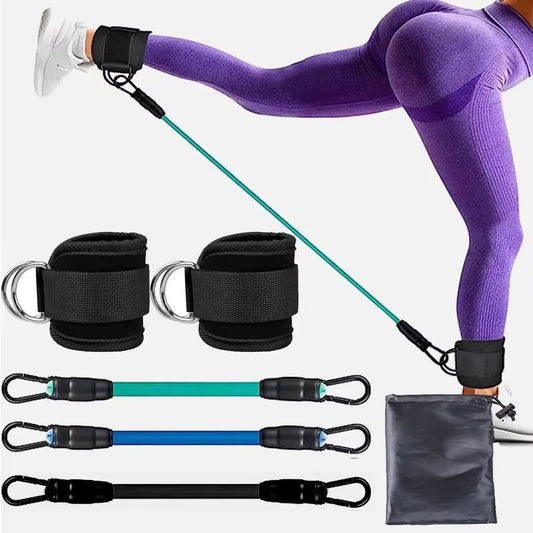 Ankle Strap Resistance Bands – Elastic Fitness Training Equipment for Yoga, Pilates, CrossFit, and Gym Workouts