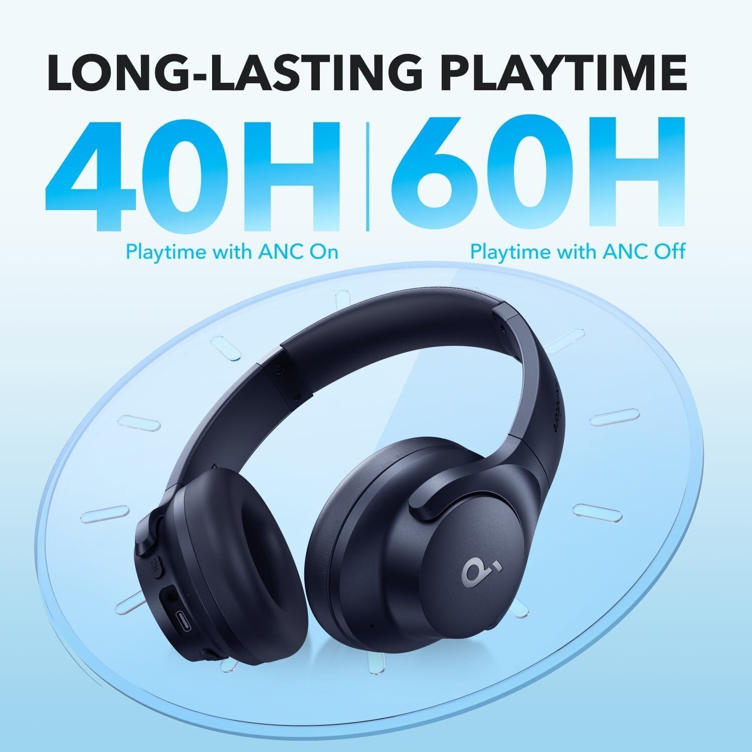 High-Quality Soundcore by Anker Q20i Hybrid Active Noise Cancelling Foldable Headphones – 40H Battery Life, App Control & Hi-Res Audio - Domestic Delivery Only