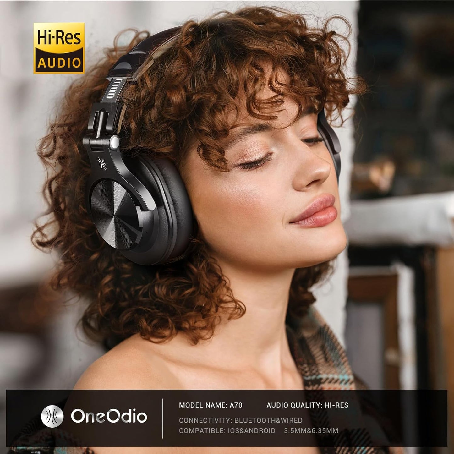 A70 Bluetooth Headphones over Ear, 72 Hrs Playtime, Monitor Level Stereo Sound Quality, Foldable Wireless&Wired DJ Headphone, Professional Studio Headphones for Dj/Tv/Pc/Phone