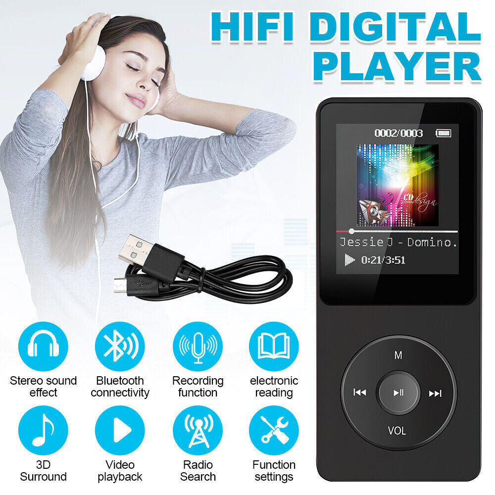 Support 128GB Bluetooth MP4/MP3 Lossless Music Player FM Radio Recorder Sport