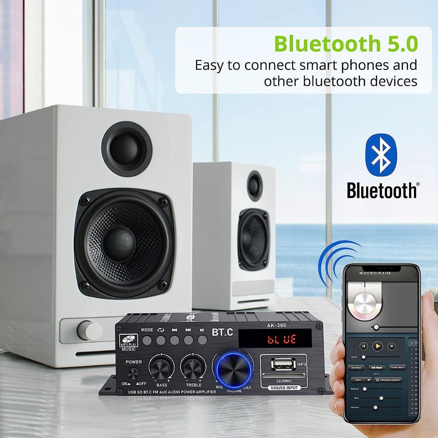 Mini Bluetooth Digital Power Amplifier USB Music Player FM Stereo Audio AMP