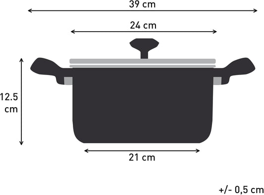 Titanium Essential Stewpot 24 Cm + Lid, High-Performance Non-Stick Coating, Metal Spatula Safe, All Hobs excluding Induction, B9414644